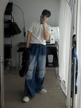 ASCLO 4ライントラックバンディングデニムパンツ (4color)