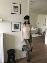 Lohil button slit ribbed see-through knit