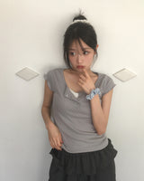 シュードドットスナップボタン半袖Tシャツ