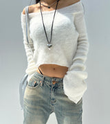 (HIGHLY RECOMMENDED!) MARSHMALLOW SOFT-FIT OFF-SHOULDER ANGORA RABBIT LONG-SLEEVE KNIT