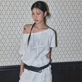 Divine Cross One-Shoulder Tee (Black) F25QB138