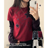 ルナスターパッチストライプレイヤードロングスリーブTシャツ