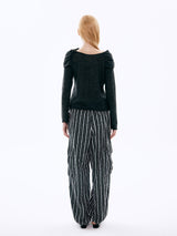Lace Denim Parachute Pants_Black