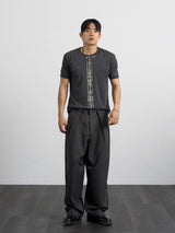 Smoke stripe slim half-sleeves 2color