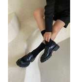 ラウンドプラットフォームローファー (BLACK)