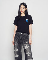 25FW WOMAN ファジーフォントドラゴン半袖Tシャツ