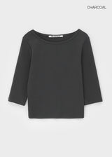 [B-BASIC] スタンダードボートネック 7/8 スリーブTシャツ 2サイズ