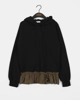 Tiffa Checkered Frill Layered Hooded T-shirt