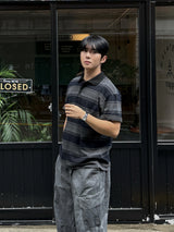 Peak stripe collar t-shirt