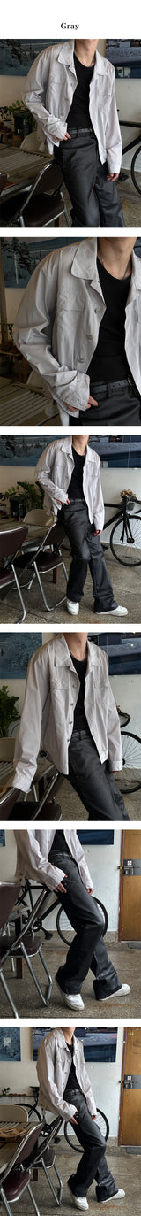 [Unisex] Satin trucker shirts jacket(2color)