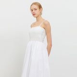 CAP SLEEVELESS SHIRRING LAYERED ONE PIECE WHITE