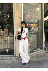 ワイドコットンストレートパンツ