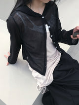サニーシースルーサマーフーディドカーディガン (3c)