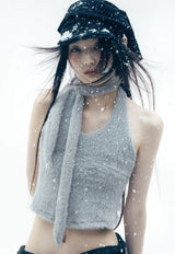 Muffler Knit Halter Top / Grey