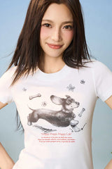 スケッチドッグスリムフィットTシャツ
