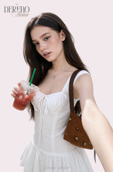 White Bustier Punching Dress Set