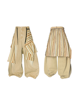 RELABEL Spatial Relationship (R) Multi-coloured Checkered Stripes Detachable Diaper Cover カーブナイフ オーバーサイズ ウォッシュ加工 ダメージ加工 デニム トラウザーズ