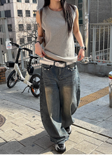 [Unisex] ダメージウォッシングノースリーブ(4color)