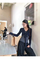 Bolero Layered Stripe Long Sleeve Top