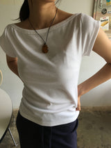 リベットボートネックTシャツ (3color)