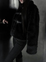 black buckle fur jacket