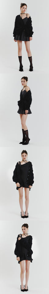 EVA FUR CARDIGAN black