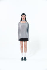 Knit Tie Long Sleeve Set Gray