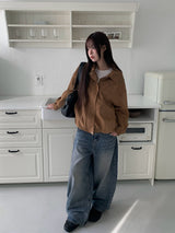 Camu Suede Slit Blouson Jacket