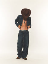 LOW-RISE DENIM PANTS (FOR UNISEX)