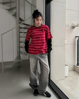 Grayish Vintage Damaged Denim Pants
