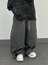 fold double-knee cotton pants