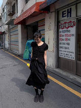 シャーリングボリュームロングスカート