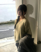 ノユルーズウールケーブルニットVネックセーター