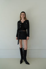 [Seow] Glow Tweed Ribbon Mini Skirt