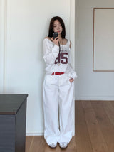 Fine X Strap Two-way Button Wide Long Pants