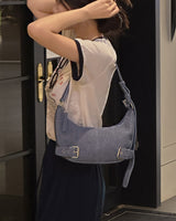 Linta denim buckle hobo bag