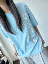 Roll Letter Tattoo Print One-Side T-Shirt 5color