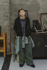 STUD LINE PATTERN HOOD ZIP-UP