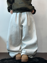 シープフリース 🐑🧸 スナップトラック3ラインパラシュートリングワイドパンツ🩶🖤 2カラー