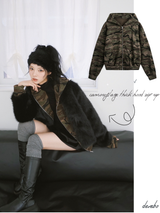 camouflage thick hood zip-up