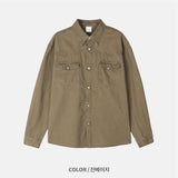 スムッジ‐ウォッシュドコットンシャツ(5 Colors)