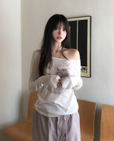 Pony Printing One Shoulder Long Sleeve