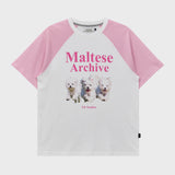 マルチーズアーカイブラグランハーフスリーブTシャツ
