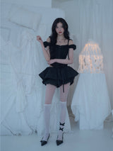 ROSÉ 2 Off-Shoulder Pintuck Lace Blouse