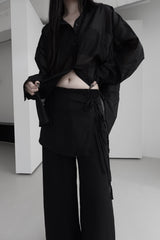 chiffon wrap skirt layered pants (2color)
