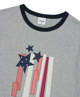 フラッグアップリケリンガーTシャツ