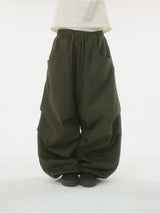 Beads back pocket cotton pants -4C