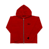 LOVE ME スリーブフーディージップアップ RED