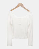 Ast U-Neck Button Ribbed T-Shirt