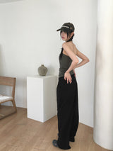 Weba Nylon Pintuck Banding Long Wide Pants